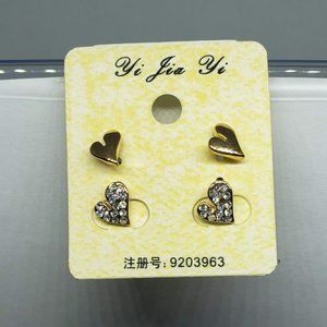 2 Pair Heart Studs